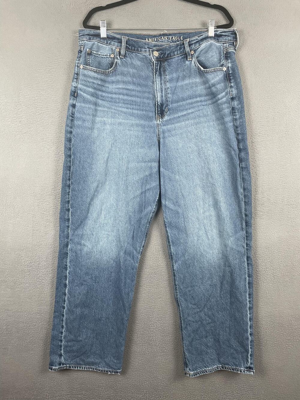 American Eagle Outfitters Jeans Womens 18 Blue Super High-Rise Baggy Straight